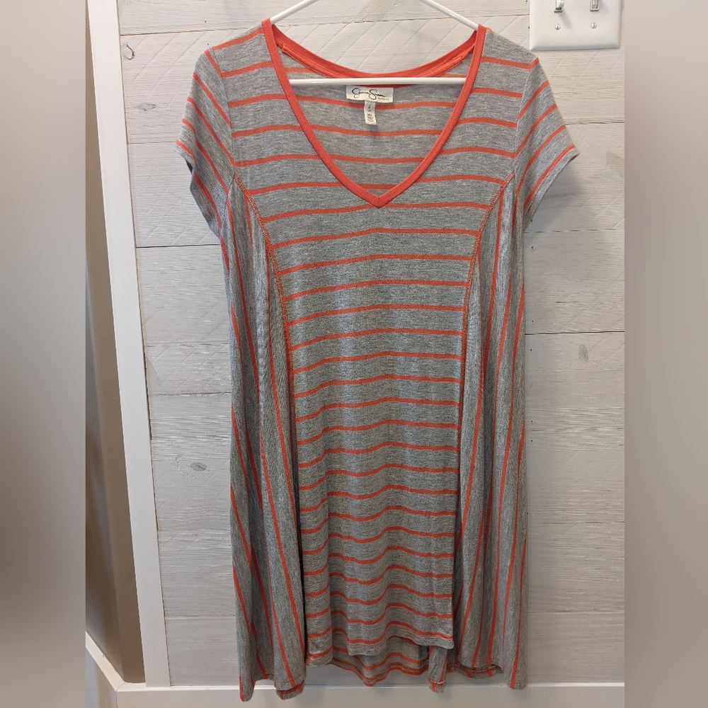 🏵️ Maternity Jessica Simpson Summer Dress; Size: Small; Coral & Gray Stripe